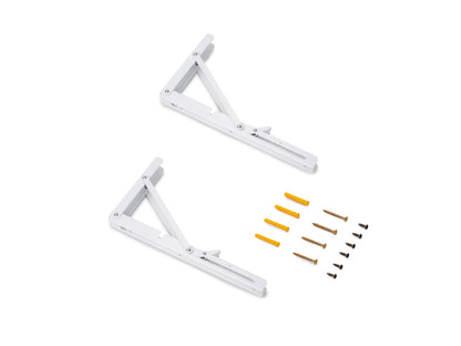 Emuca Folding shelf bracket set, length 403mm, Steel, White painted