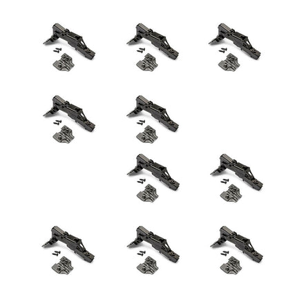 Lote de 10 bisagras rectas X91 apertura 165 grados con cierre suave y suplementos, Niquelado/titanio