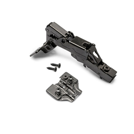 Lote de 10 bisagras rectas X91 apertura 165 grados con cierre suave y suplementos, Niquelado/titanio