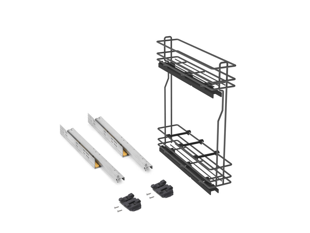 Emuca TitaneMax removable side bottle rack with soft close, 150mm module, Steel, Anthracite grey