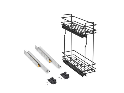 Emuca TitaneMax removable side bottle rack with soft close, 150mm module, Steel, Anthracite grey