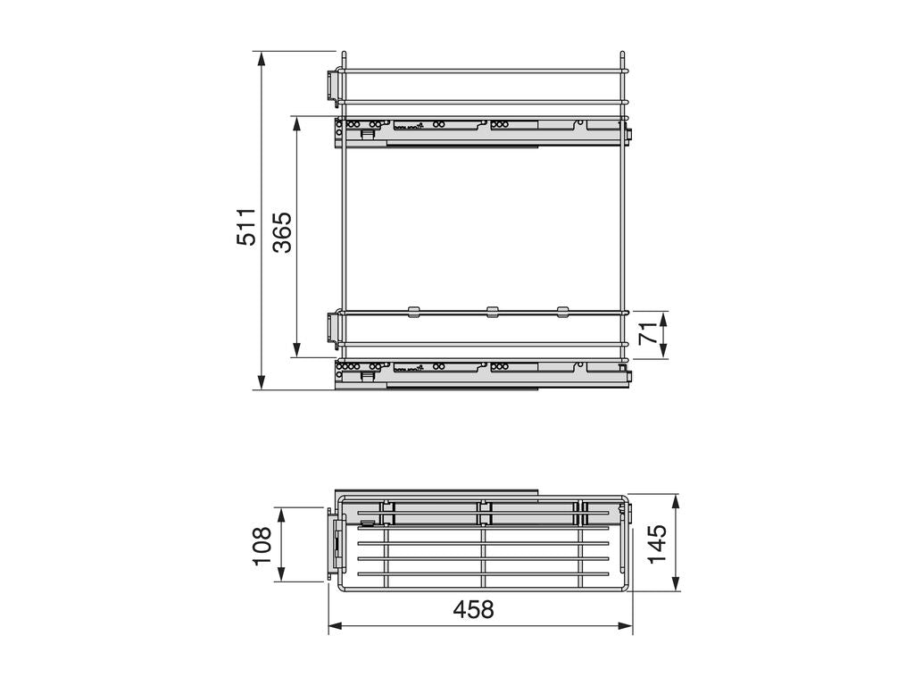 Emuca TitaneMax removable side bottle rack with soft close, 150mm module, Steel, Anthracite grey