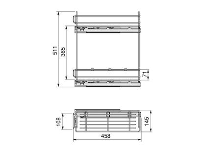 Emuca TitaneMax removable side bottle rack with soft close, 150mm module, Steel, Anthracite grey