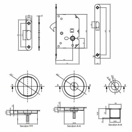 Kit de cerradura con condena para puerta corredera, Acero