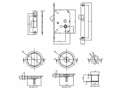 Kit de cerradura con condena para puerta corredera, Acero