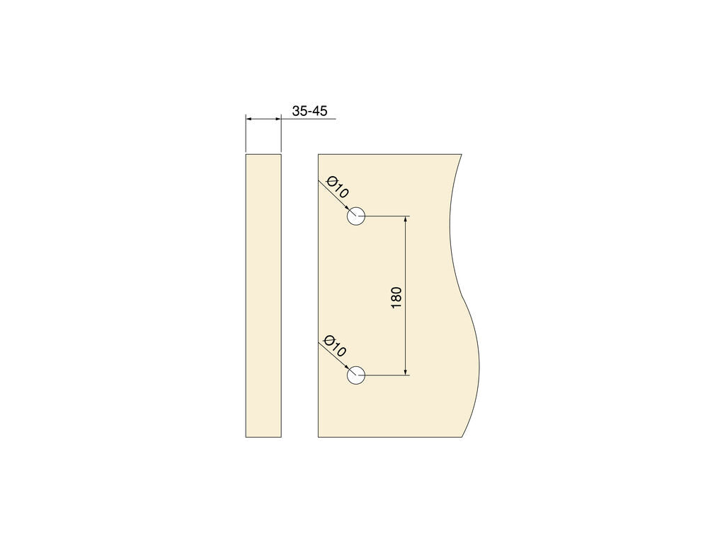 Tirador para puertas correderas colgadas de madera Pasadena, Longitud 240 mm, Intereje 180 mm, Acero, Negro