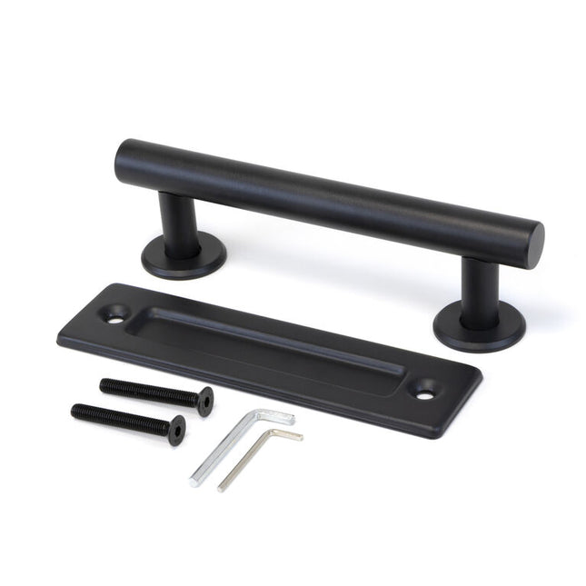 Puxador Pasadena para portas de correr de madeira suspensas, comprimento 240 mm, centro a centro 180 mm, aço, preto