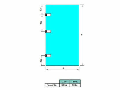 Bisagra para puerta de cristal, bisagra horizontal con pala de 34/40mm, para puerta de 8-12mm