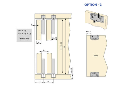 Kit de herrajes para armario 2 puertas correderas y cierre suave Flow2 con carriles encastrados 2.35m, tableros no incluidos