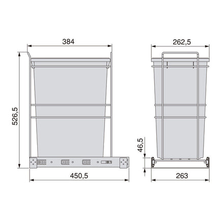 Emuca Contenedor de reciclaje extraíble Recycle 2x35L