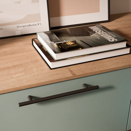 Emuca Lote de 10 tiradores para mueble Orlando, Acero, Níquel/Negro