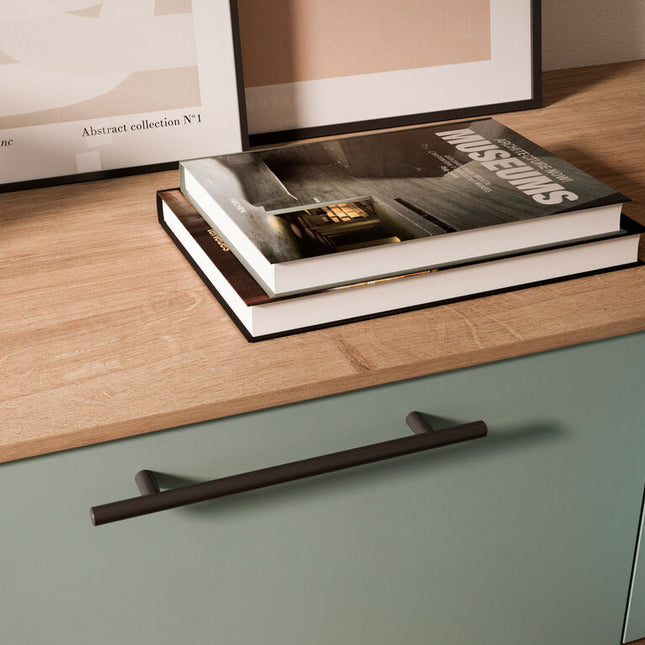 Emuca Set of 10 Orlando furniture handles, Steel, Nickel/Black