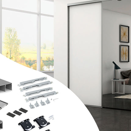 Sistema corredero para armario de 2 puertas con rodadura inferior Placard 74 con tirador Sharp y cierre suave