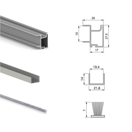 Sistema corredero para armario de 2 puertas con rodadura inferior Placard 74 con tirador Sharp y cierre suave