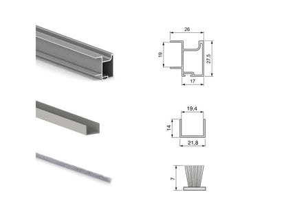 Sistema corredero para armario de 2 puertas con rodadura inferior Placard 74 con tirador Sharp y cierre suave