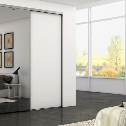 Sistema corredero para armario de 2 puertas con rodadura inferior Placard 74 con tirador Sharp y cierre suave