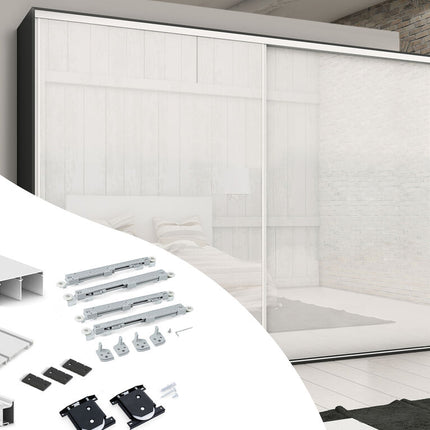 Sistema corredero para armario de 2 puertas con rodadura inferior Placard 74 con tirador Sharp y cierre suave