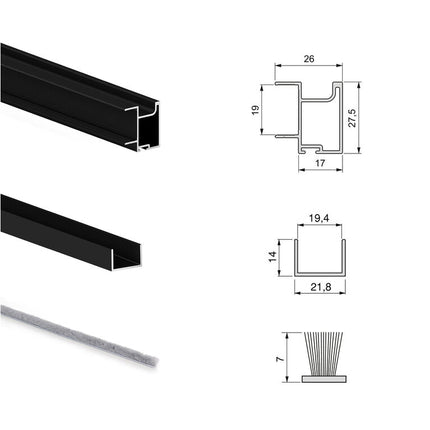 Sistema corredero para armario de 2 puertas con rodadura inferior Placard 74 con tirador Sharp y cierre suave
