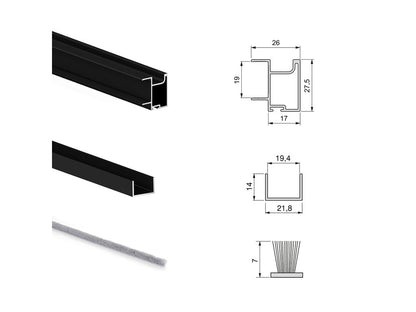 Sistema corredero para armario de 2 puertas con rodadura inferior Placard 74 con tirador Sharp y cierre suave