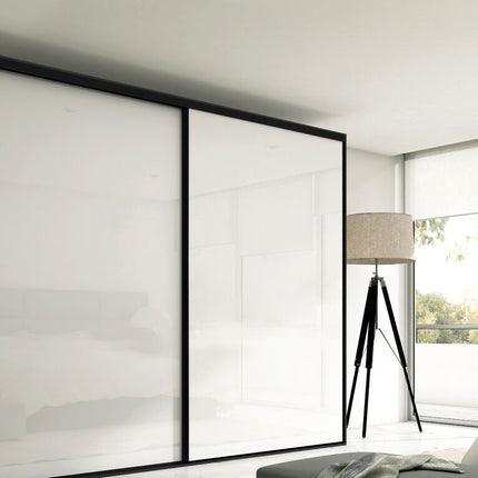 Sistema corredero para armario de 2 puertas con rodadura inferior Placard 74 con tirador Sharp y cierre suave