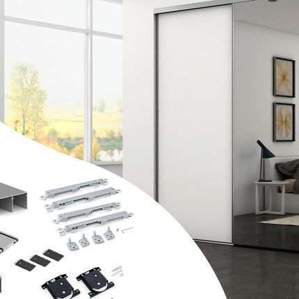 Sistema corredero para armario de 2 puertas con rodadura inferior Placard 74 con tirador Sharp y cierre suave