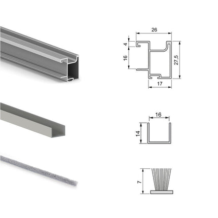 Sistema corredero para armario de 2 puertas con rodadura inferior Placard 74 con tirador Sharp y cierre suave
