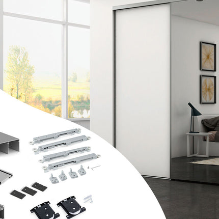 Sistema corredero para armario de 2 puertas con rodadura inferior Placard 74 con tirador Sharp y cierre suave