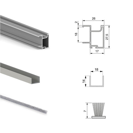 Sistema corredero para armario de 2 puertas con rodadura inferior Placard 74 con tirador Sharp y cierre suave