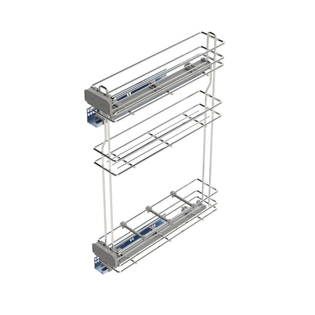 SupraMax pull-out bottle rack with soft close, left side, 3 shelves, 150/200mm module, Steel, Chrome