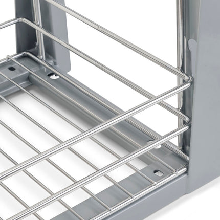 Carro extraíble con cestas y panero Supra de fijación inferior con cierre suave, módulo 300mm, Acero, Cromado