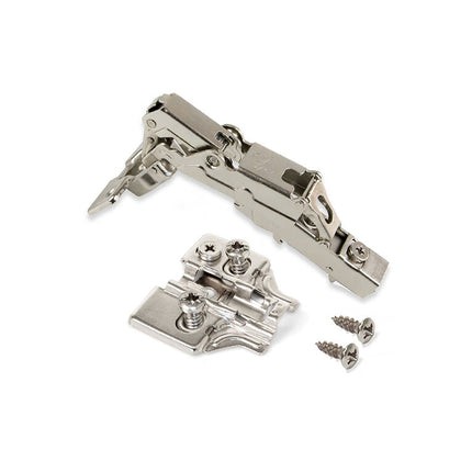 Lote de 10 bisagras rectas X91 apertura 165 grados con cierre suave y suplementos, Niquelado/titanio