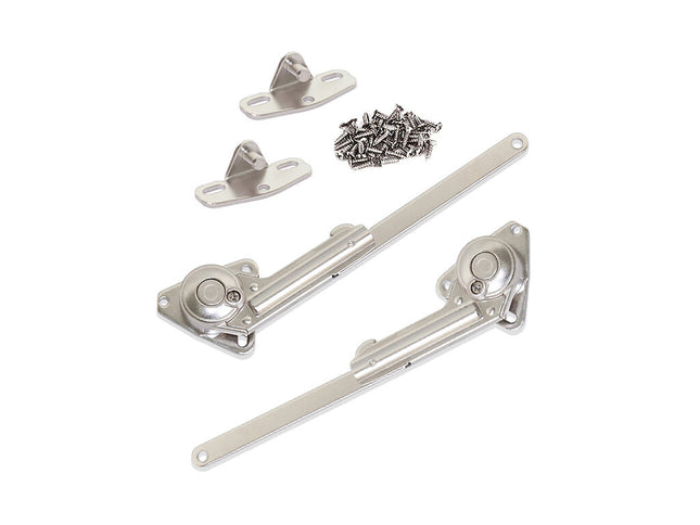 Emuca Juego de compases para puertas abatibles NSDX, fuerza 20-70kgxcm, Acero y zamak, Niquelado