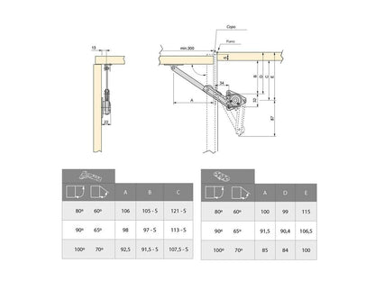 Emuca Set of springs for NSDX folding doors, force 20-70kgxcm, Steel and zamak, Nickel plated