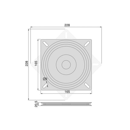 Base giratoria para TV Giro 1, 100kg, Acero, Pintado negro