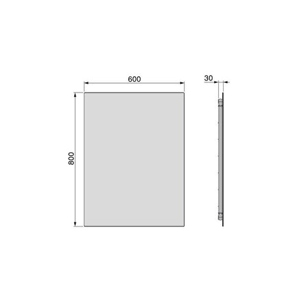 Emuca Espejo de baño Centaurus con iluminación LED decorativa, rectangular 600x800mm, AC 230V 50Hz, 14W, Aluminio y Cristal