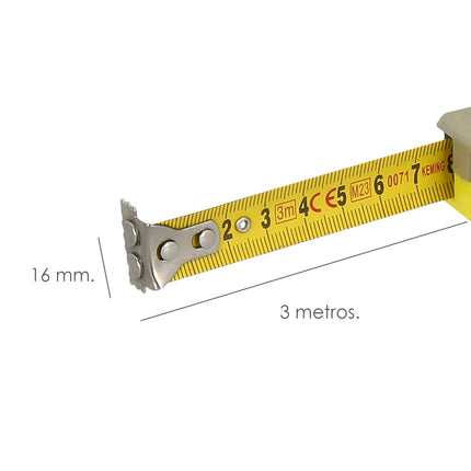 Flexómetro Magnético Amarillo Con Freno 3 Metros / 16 mm. · Vista 2