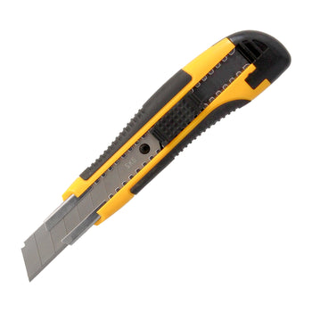 Cutter Con Hoja De 18 mm. Con 2 Hojas. Acero SK5. Agarre Engomado Bimaterial. Pulsador Seguridad Liberación hoja. Cuters Cutters · Vista 1