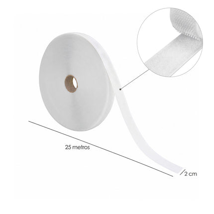 Cinta Velcro Gancho Con Adhesivo Blanco Rollo 25 metros · Vista 2