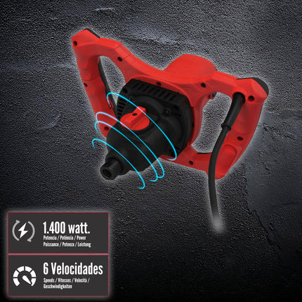 Mezclador Eléctrico 1400 Watt 6 Velocidades Con Variador de Potencia · Vista 3