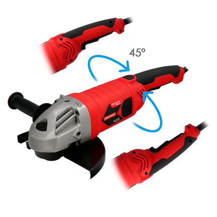 Amoladora Angular 2.400 Watt. Disco Ø 230 mm. 6.500 R.P.M. Mango 3 Posiciones Eje M14 Protector Disco Ajustable, Anti arranque · Vista 8