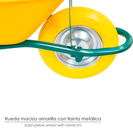 Carretilla Obra Amarilla Metálica Desmontada Rueda Maciza · Vista 5