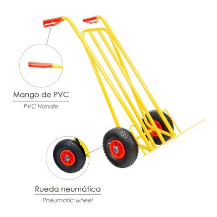 Carretilla Almacen / Sacos Ruedas Neumaticas Llantas Plástico · Vista 3