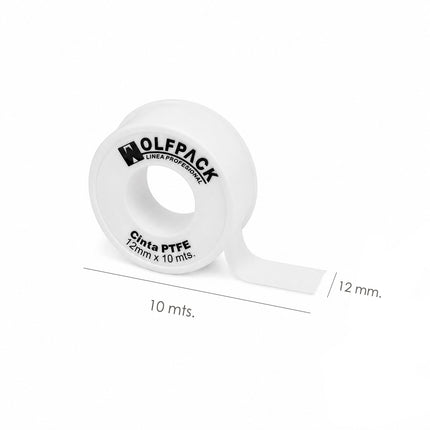Cinta PTFE Wolfpack  12 mm. x 10 m. (Paquete 10 Rollos) · Vista 2