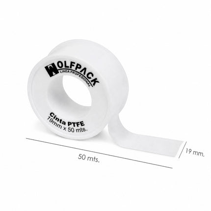 Cinta PTFE Wolfpack 19 mm. x 50 m. Grueso. (Paquete de 5 Rollos) · Vista 2