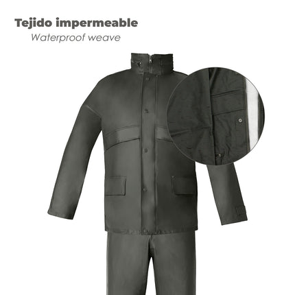 Traje de Agua Impermeable Verde Poliuretano Talla 8-XL · Vista 4