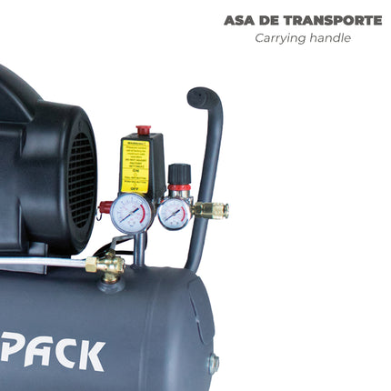 Compresor Aire Wolfpack 24 Litros / 8 Bares / 1,5 Kw - 2,0 HP · Vista 3