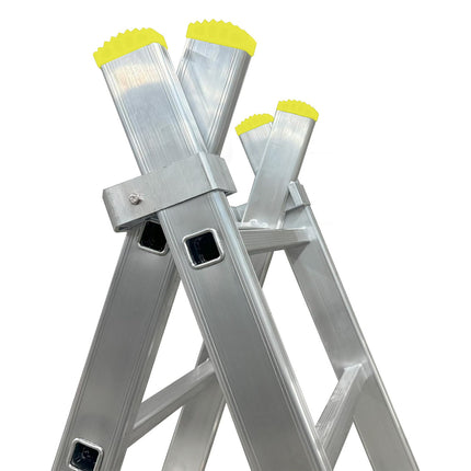 Escalera Aluminio 2 Tramos 12+12 Peldaños. Plegable, Antideslizante, Resistente · Vista 2
