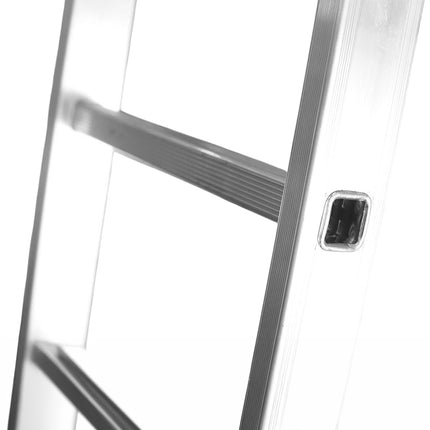 Escalera Aluminio 2 Tramos Mecanica 14 Peldaños. Plegable, Telescópica, Antideslizante, Resistente · Vista 3