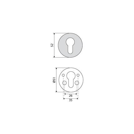 Bocallave Inox Mate Ø 52 mm Roseta Redonda para Puertas con Tornillería Incluida