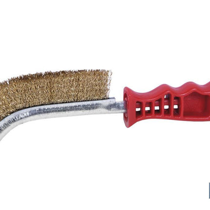 Cepillo Universal de acero latonado | Mango ergonómico rojo | Longitud 240 mm